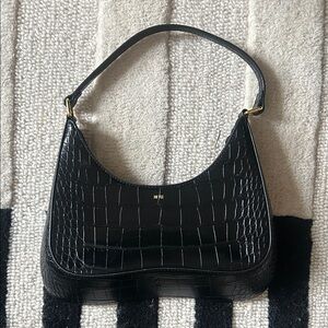 JW PEI Black Croc-Patterned Shoulder Bag